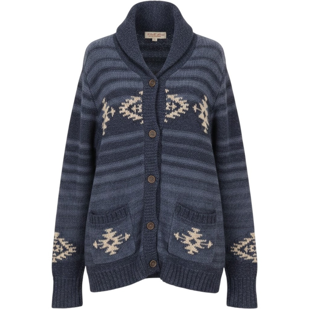 Pendleton Men XL Shawl Collar Cardigan Sweater Blue Southwestern Aztec Knit Wool